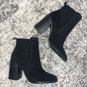 Forever 21 Black Suede Square Toe Boots Booties